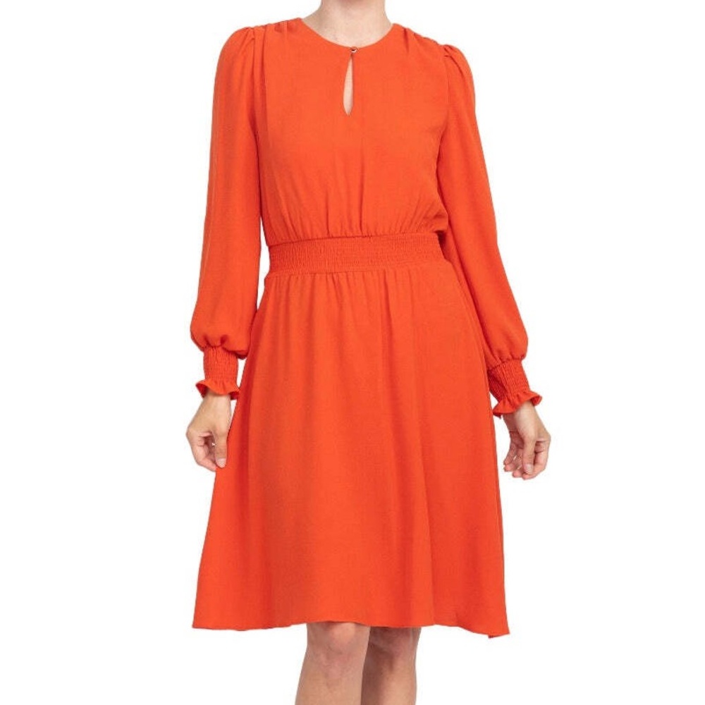 DressBarn Long Sleeve Burnt Orange midi Dress